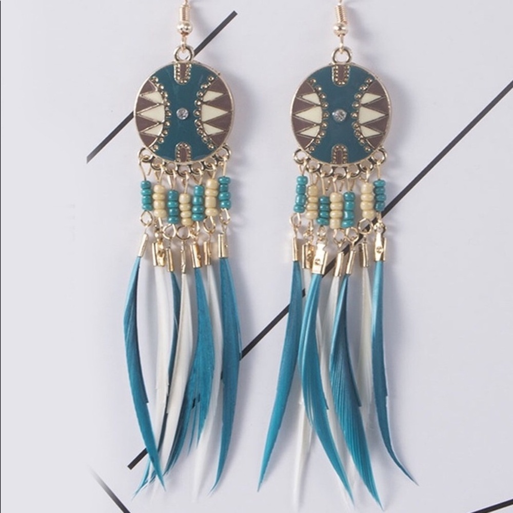 🔥Beaded Feather Long Drop Earrings